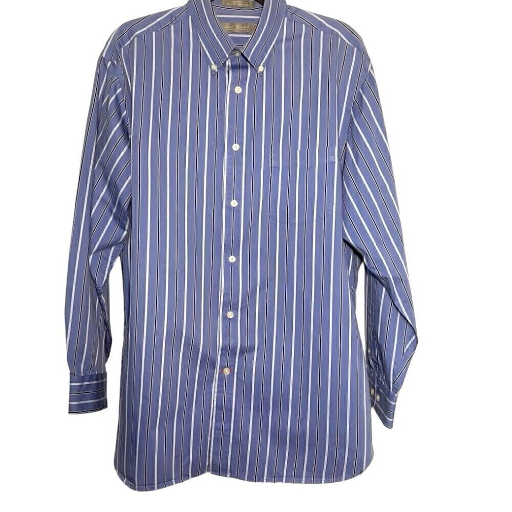 Mens Daniel Crémieux Signature Collection Striped 100% Cotton Dress Shirt Large